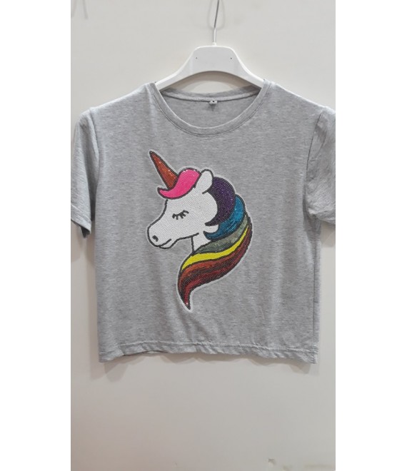 χειροποιητο μπλουζακι στολισμενο με παγιετα Unicorn